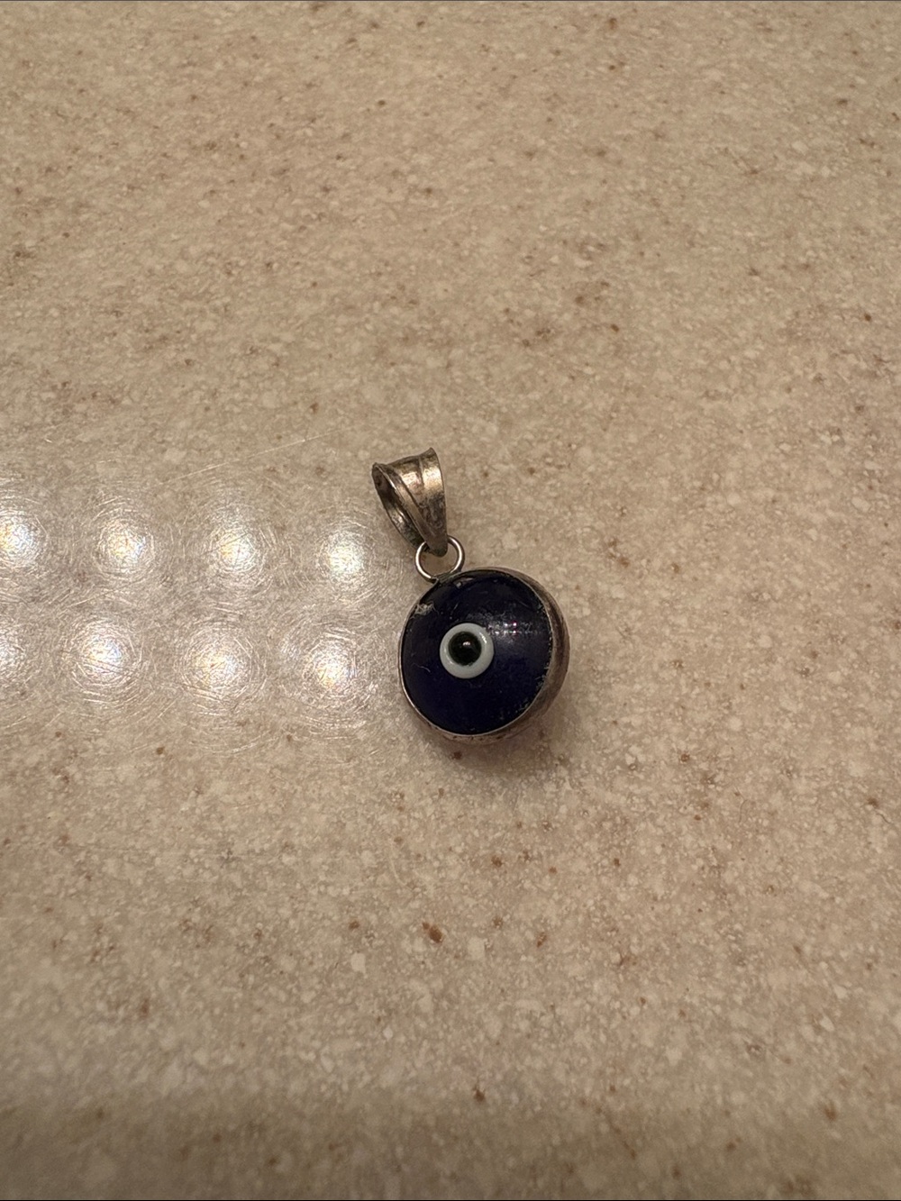 Sterling Silver Evil Eye Pendant - Navy Blue from Greece